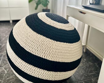 Large Crochet Pilates Ball Cover, 75-85cm Cotton Striped Ergonomic Chair Case