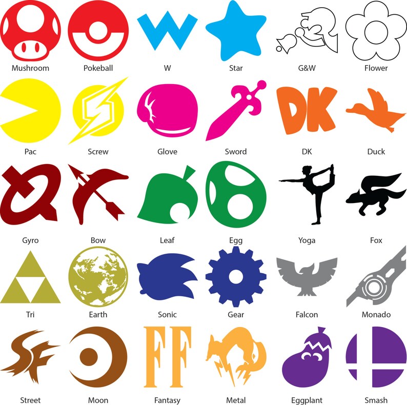 Super Smash Bros 2 Icon Vinyl Decal Super Smash Etsy