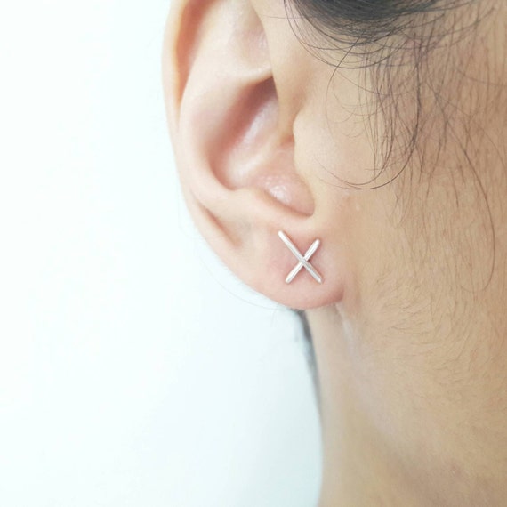 Asimetrical Earstuds X Studs Minimalist Stud Earrings Cross