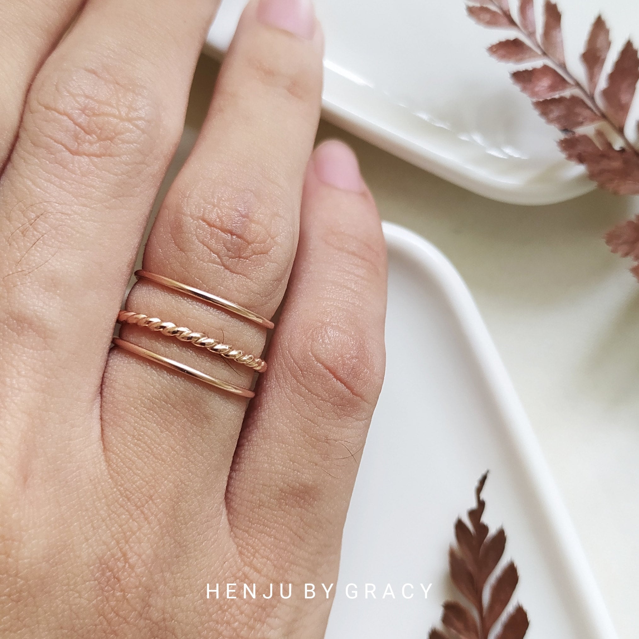 Set of Stacking Ring in 14k Gold Filled Delicate Gold Ring, Ultra Thin  Stacking Rings, Mixed Ring Set, Dainty Thin Ring, Stackable Ring
