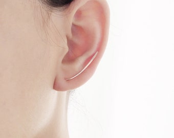 Curved Bar Ear Climbers / Rose Gold Ear Cuff / Rose Gold Bar / Gold Filled Sterling Silver / Simple Bar Ear Cuff / Minimalist Earrings