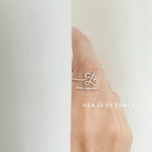 Personalized Initial Ring Wrapped Ring Personalized Letter Ring Wrap Ring Custom Letter Ring Free Size Ring Geometric Ring