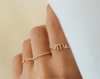 M Initial Ring in Gold / Gold M Ring / Personalized initial / Letter ring / bridesmaids gifts /  Dainty Initial Rings / Custom Personalized