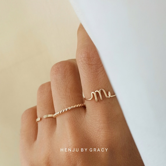 rose gold wax stamp initial ring 'M' | Maxs Jewelry