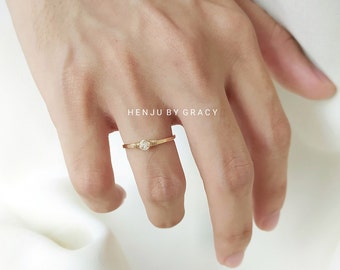 Single Herkimer Diamond Ring / Gold Filled / Rose Gold Filled / April Birthstone Ring / Gold Herkimer Diamond / Boho Crystal Ring / Dainty