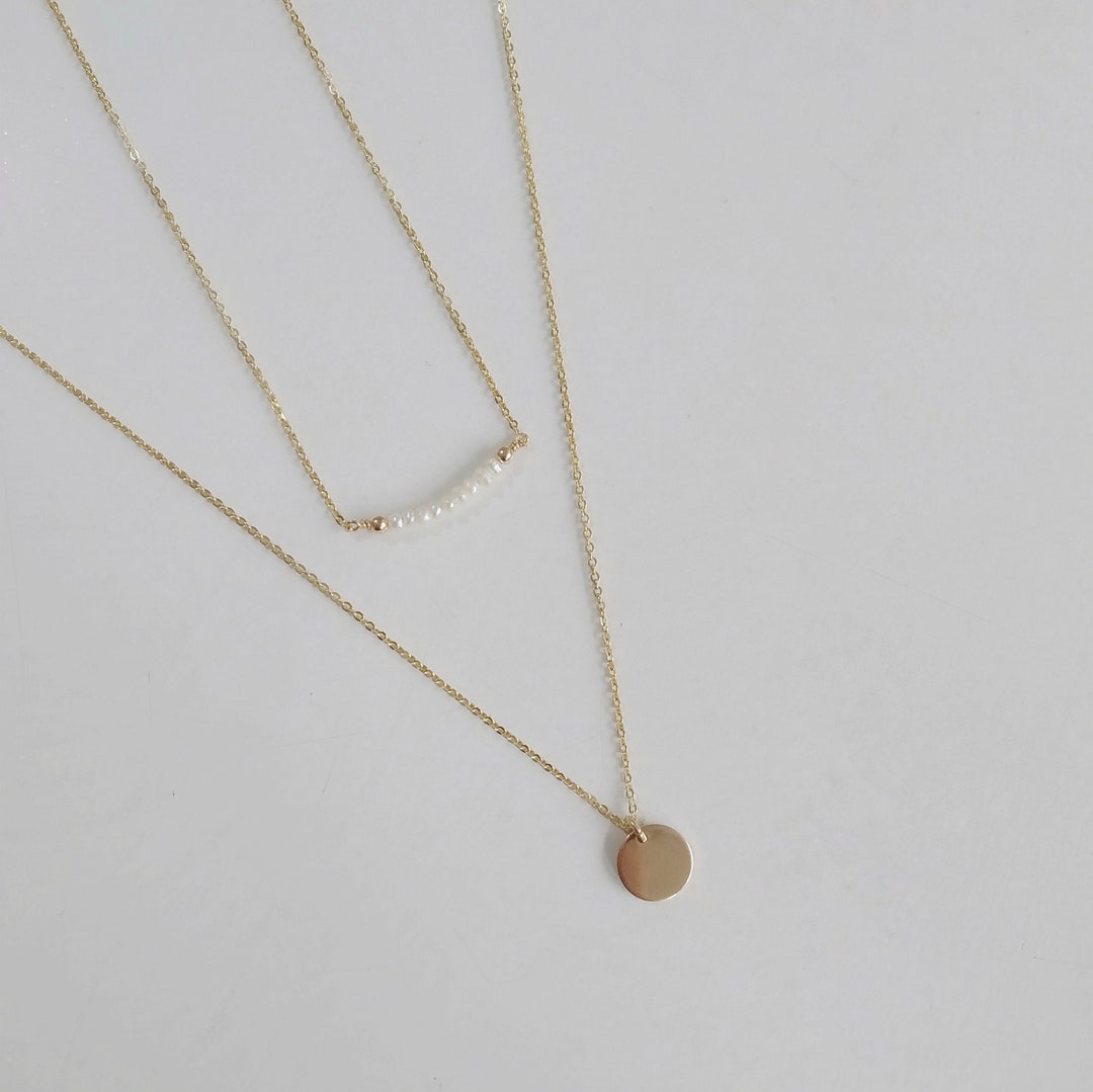 Pearl Thin Chain Necklace / Dainty Layering Necklace / Thin Etsy