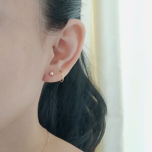 Two set of Earrings  Small Hoops and Gold Ball Studs / Multipiercings Earrings / Minimal earrings set / rose gold filled / Sterling silver