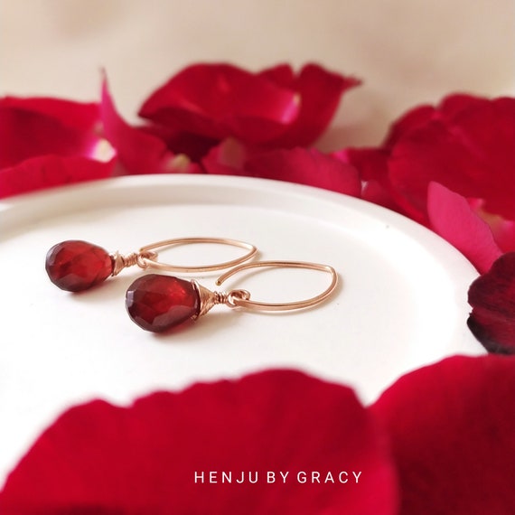 January Birthstone Earrings Perseverance and Strength Garnet