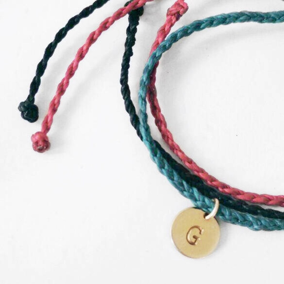 Custom Initial Nylon Choker / Waterproof String Bracelet /waxed Nylon Choker/ Layering Choker