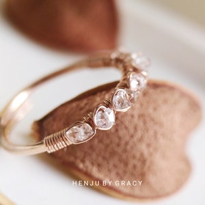 Serene Herkimer Diamond Ring, Serenity Herkimer Ring, April Birthstone Ring, Simple Dainty Minimal Stone Ring, Gift for Mom, Gift for Her