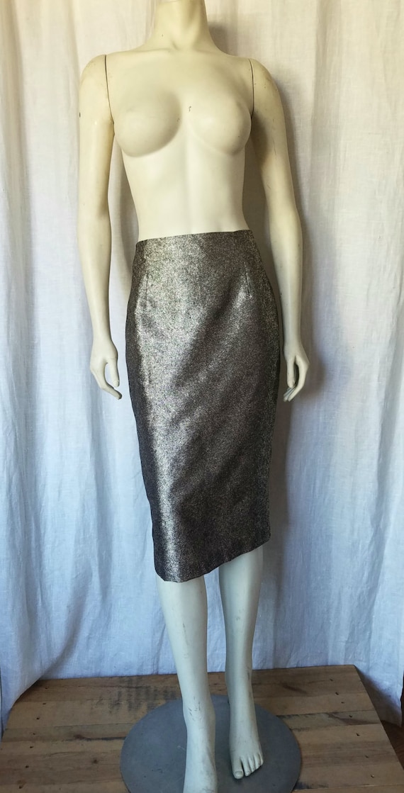 Gold Metallic Pencil Skirt