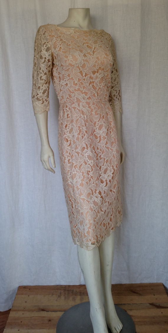 50s Nude Lace Wiggle Dress
