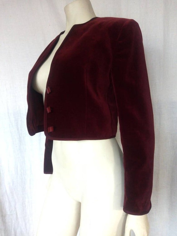 70s Jaeger Merlot Velvet Bolero Jacket