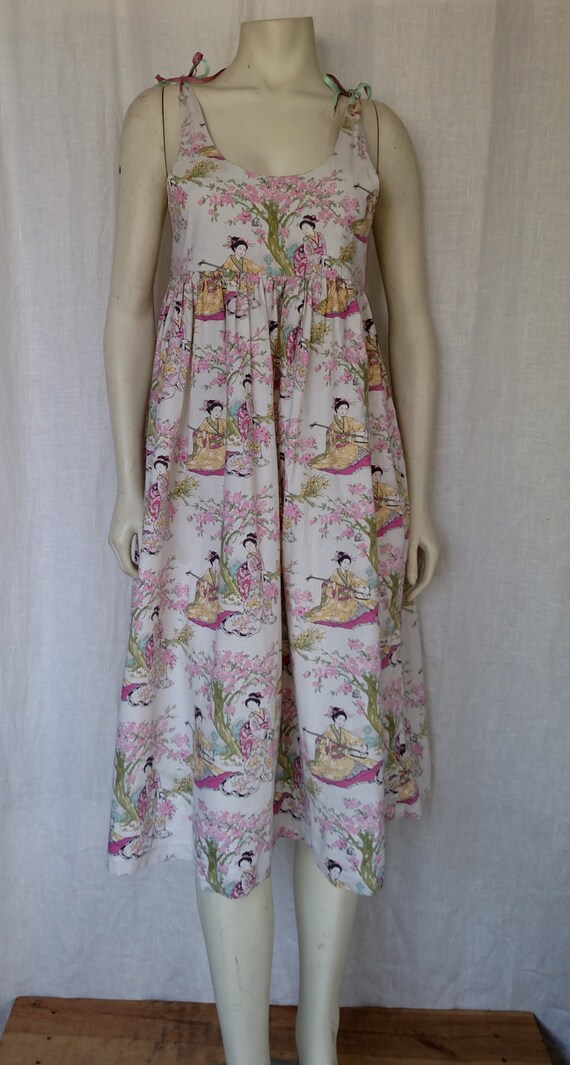 90s Cherry Blossom Pinafore Dress