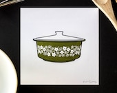Pyrex Letterpress Print Spring Blossom Green