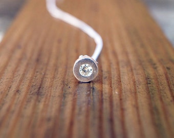 Silver moissanite slider necklace; moissanite solitaire necklace