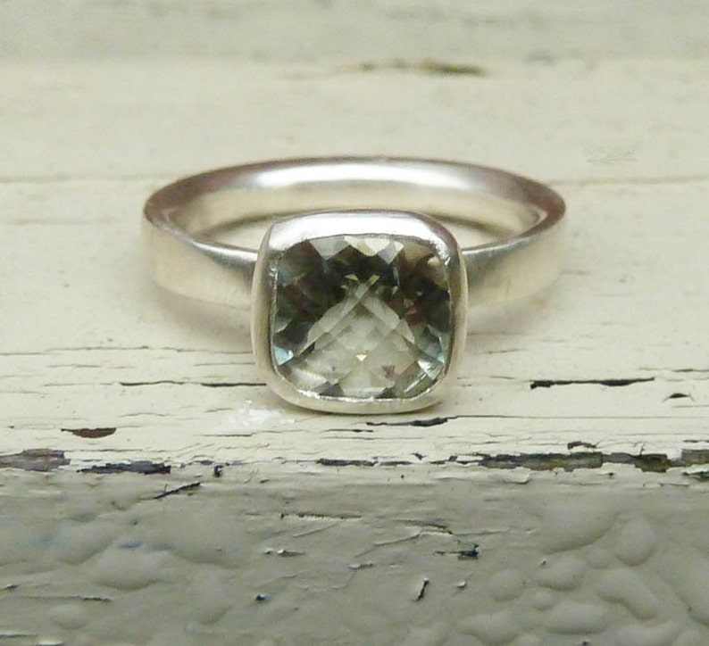 green amethyst engagement ring tripple shank green amethyst engagement ring tripple shank
