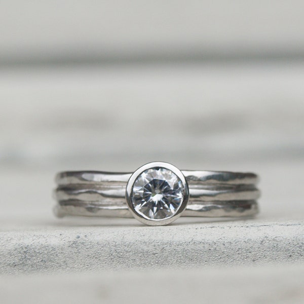 Platinum and half carat moissanite ring