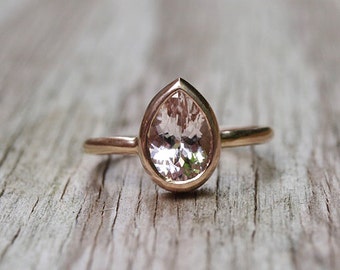 Morganite recycled rose gold ring, morganite engagement ring