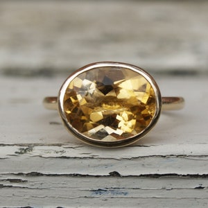 Recycled Gold citrine ring, ethical gold stacking ring