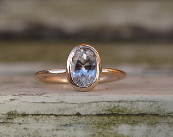 Oval White Sapphire Ring: 1.5ct Recycled 9ct Rose Gold