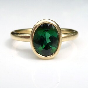 Green tourmaline recycled gold ring, green gemstone engagement ring image 2