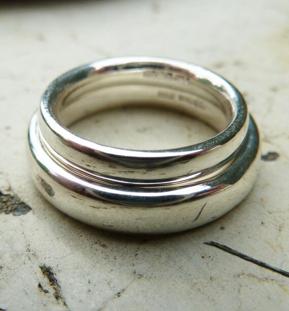 Sterling silver comfort shop fit wedding bands