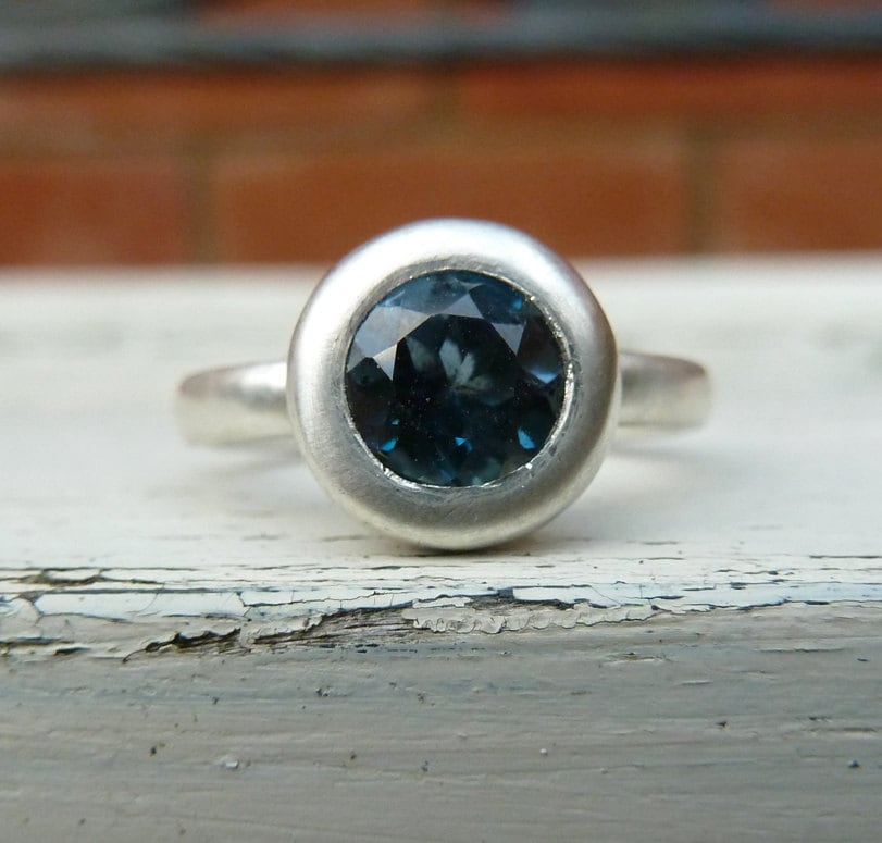 London Blue Topaz Recycled Silver Ring | Etsy