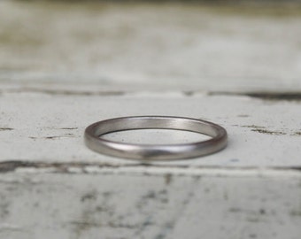 2mm Platinum Wedding Band: D-Shape Palladium Ring