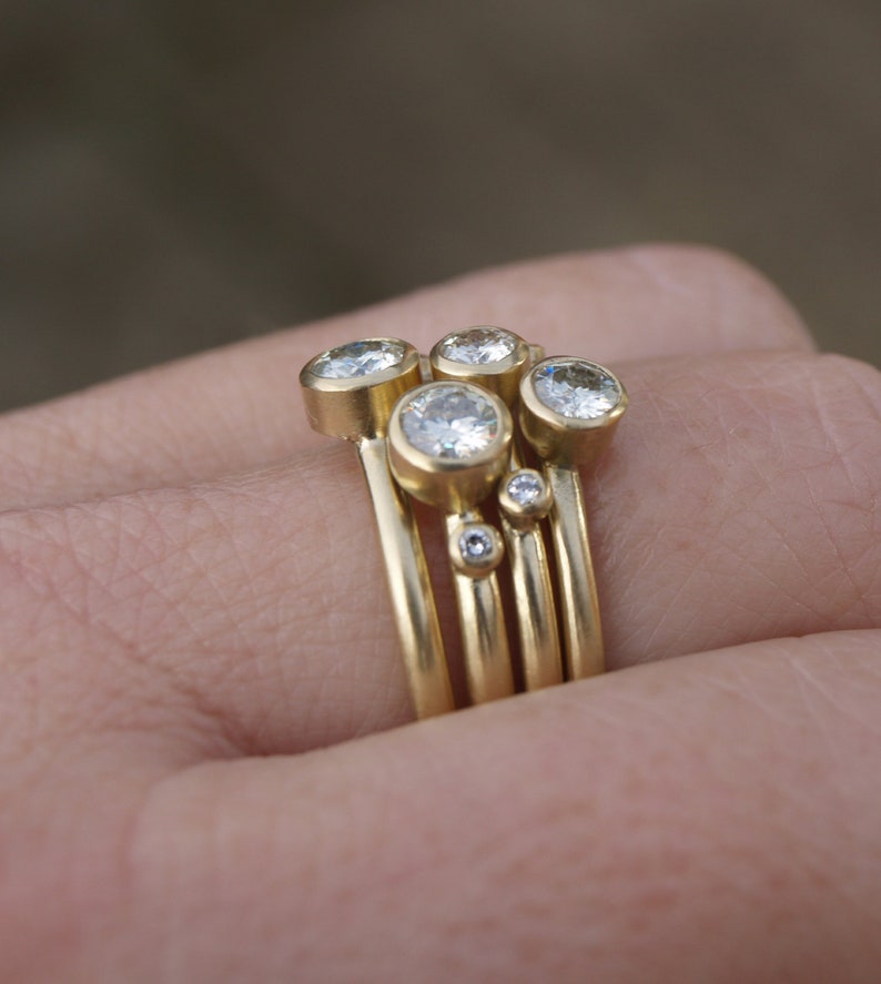 18ct recycled gold moissanite ring stacking set image 5