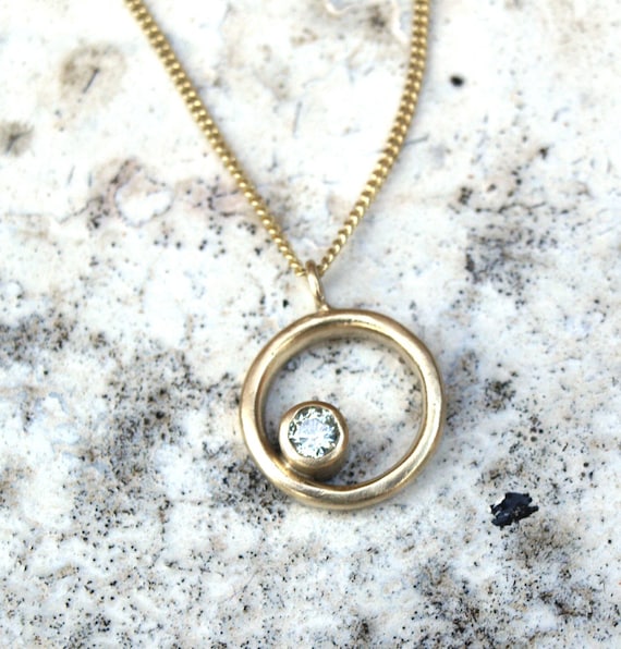 Gold and Moissanite Necklace Gold Moissanite Pendant Etsy