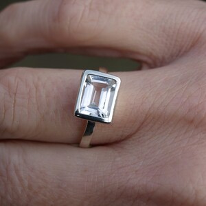 9ct recycled white gold white topaz ring, gold topaz ring image 2