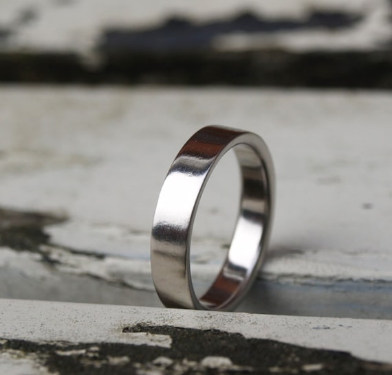 4mm Platinum Flat Wedding Band: Comfort Fit