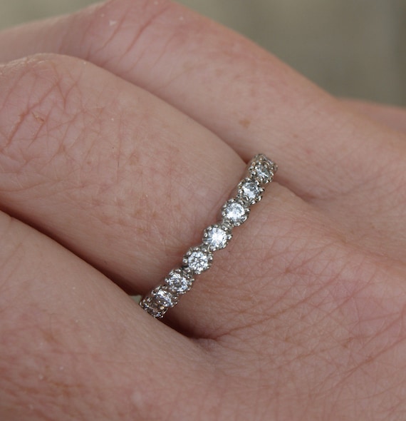Diamond Half Eternity Ring in 18ct Recycled White Gold Etsy