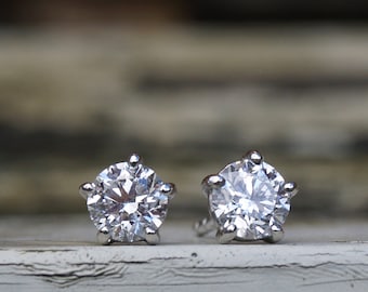 1.5ct platinum diamond earrings, platinum diamond stud earrings