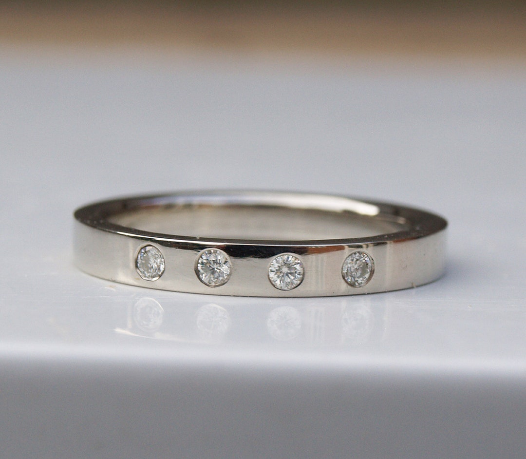 14ct Recycled White Gold Moissanite Band - Etsy
