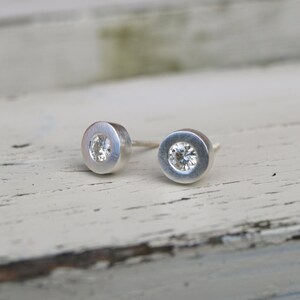 Moissanite silver earrings, moissanite stud earrings