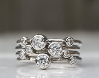 Platinum diamond stacking ring set