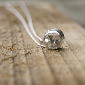 Large white topaz necklace, silver slide necklace, topaz slider necklace