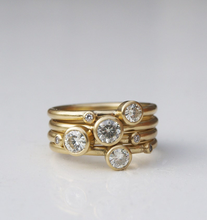 18ct recycled gold moissanite ring stacking set image 3