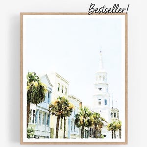 Charleston South Carolina Art Digital Download Printable Watercolor Print Travel Wall Art Buildings Painting 5x7, 8x10, 11x14, 16x20, 18x24