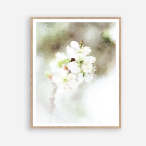 Neutral Flower Branch Watercolor Print Digital Download, Black White Wall Art, Botanical Photography Decor 5x7, 8x10, 11x14, 16x20, 18x24