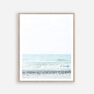 Calm Abstract Beach Waves Watercolor Digital Download, Neutral Decor Photography Water Landscape Shore Print 5x7, 8x10, 11x14, 16x20, 18x24