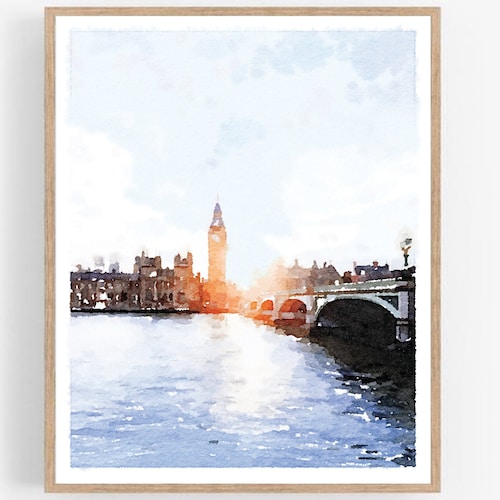 London England Watercolor Wall Art Digital Download United Etsy