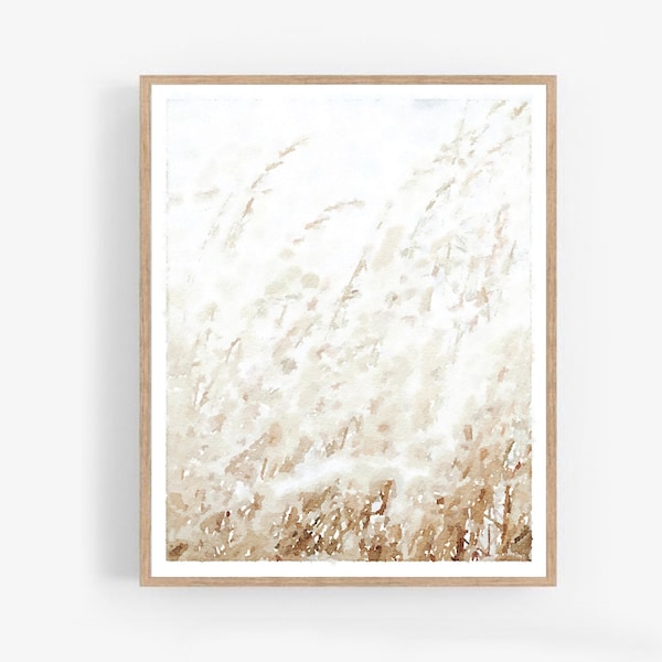 Abstract Neutral Wheat Grass Watercolor Print Digital Download, Nature Photography, Wall Art Painting Decor 5x7, 8x10, 11x14, 16x20, 18x24