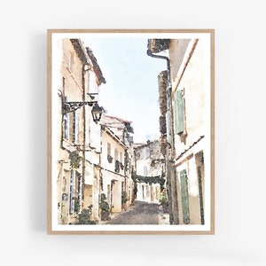 Arles Provence France Buildings Street Watercolor Digital Printable, French Country Decor Poster Architecture 5x7, 8x10, 11x14, 16x20, 18x24