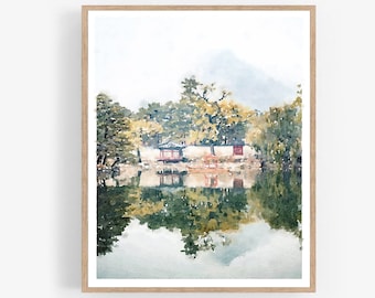 Seoul South Korea Watercolor Print Digital Download, Neutral Landscape Wall Art Poster Asian Home Decor 5x7, 8x10, 11x14, 16x20, 18x24