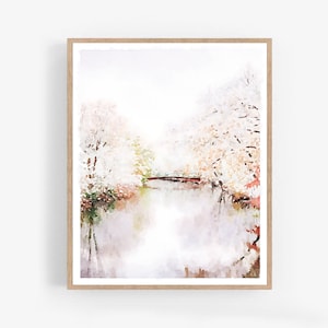 Pintura de paisagem de outono, arte de parede neutra, download digital, impressão de decoração de outono, aquarela abstrata, 5x7, 8x10, 11x14, 16x20, 18x24