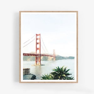 Golden Gate Bridge San Francisco California Wall Art Digital Printable Watercolor Bridge Print City Painting 5x7, 8x10, 11x14, 16x20, 18x24