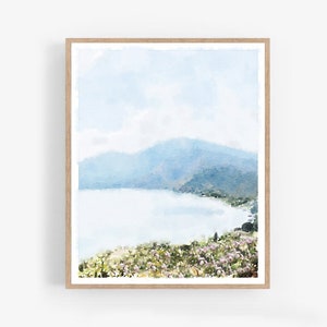 Lake Coatepeque El Salvador Art Digital Download Printable, Lago de Coatepeque Tropical Decor Lake Painting 5x7, 8x10, 11x14, 16x20, 18x24